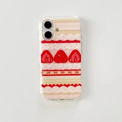 Strawberry Lace Bowknot Shockproof Silicone Phone Case - iPhone 15 Plus (2)