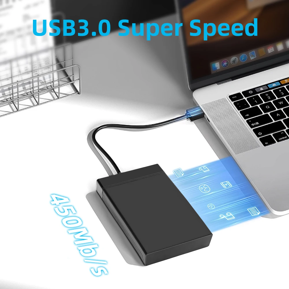 TISHRIC External HDD Case 2.5/3.5 SSD External Hard Drive Box Enclosure 450Mb/s 18TB SATA to USB 3.0 Hard Disk Case Adapter