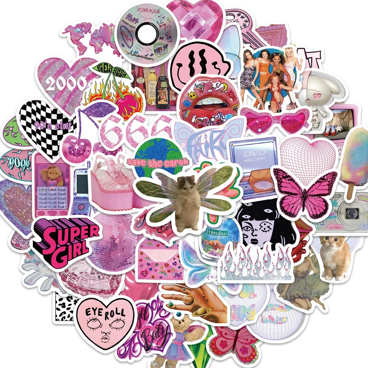

10/30/50PCS Fishion Pink Waterproof Graffiti Sticker Aesthetic Decorative Luggage Laptop Cup Guitar Scrapbook Notebook Stickers