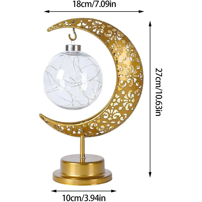 LED 다리미 라마단 달 램프, 별 금속 침실 테이블 램프, 야간 조명, 주변 조명, 이슬람 Eid 장식