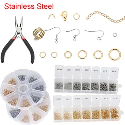 Jewelry Making Kit Set Box Stainless Steel Open Jump Rings Lobster Clasps Earring Hooks For Bracelet Findings Necklace Supplies