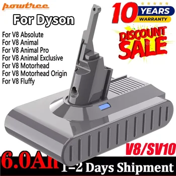 Per Dyson V8 Absolute Aspirapolvere portatile per Dyson V8 SV10 Batteria 21.6V 6000mAh Batteria di ricambio