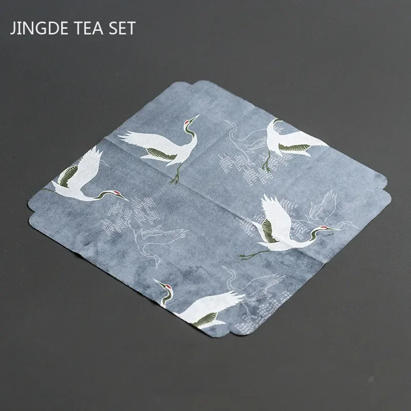Square Painted Thick Tea Towel Super Absorbent High-end Tea Set Accessories Tea Table Cloth Pad Professional Rag Tea Napkin