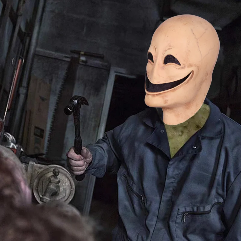 Horror Smile No Face Man Latex Mascara Head Cover Disguise Cosplay Scary Alien Helmet Halloween Costume Faceless Mask for Men masquerade mask,full face mask,half face mask