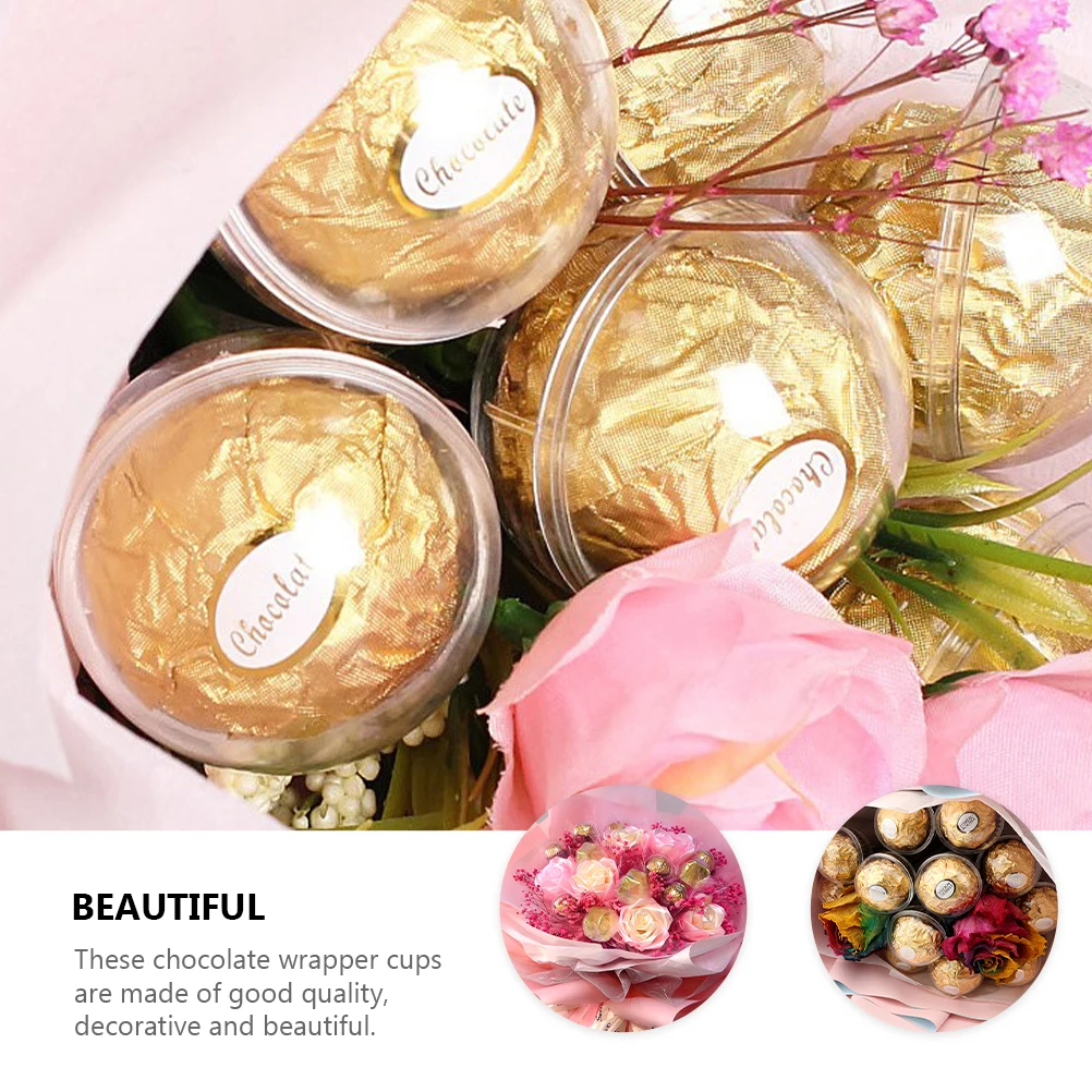 50/100Pcs Clear Chocolate Box Truffle Liner Flower Candy Box Bouquet Chocolate Ball Holder Case Valentines Day Box Party Decor