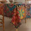 1pc Waterproof Table Cloth Colored Tassel Dustproof Tablecloth for  Party Outdoor Picnic 4