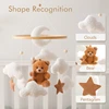 Baby Crib Mobile Rattle Toy Wooden Bed Bell Mobile Hanging Teddy Velvet Bear Doll Toy Newborn Music Box Crib Mobile Bracket Gift 4