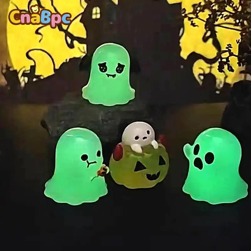 

6Pcs/set Luminous Halloween Ornament Cartoon Owl Ghost Pumpkin Doll Micro Landscape Dollhouse Miniature Scene Decoration Toy