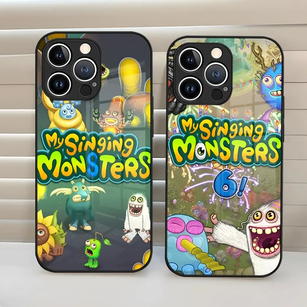 My Singing Monsters Phone Case Tempered Glass Back Cover For Iphone 15 Pro Max 14 Pro 12 11 13 Mini X Xr Xs 8 7 Plus Se