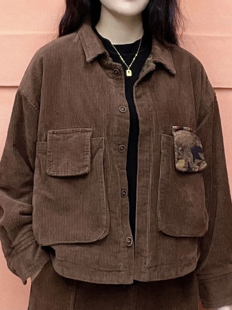 Plush Winter Add Velvet Corduroy 2 Piece Set Thicken Warm Women Casual Coat Conjuntos Trend Baggy Snow Wear Harem Pants Outfits - Image 3