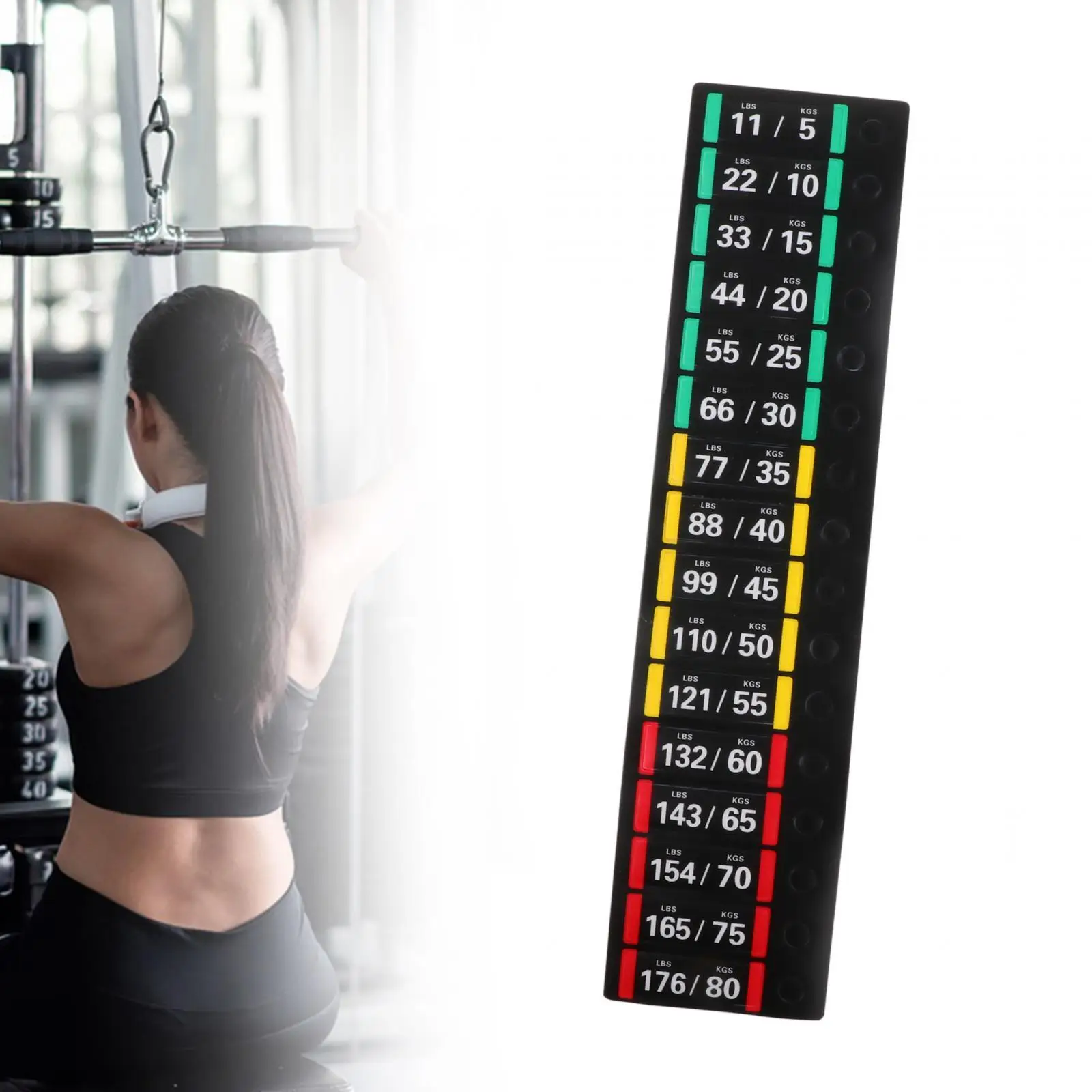 Weight Stickers Weight Stack Labels 11-176lbs, Black Background Weight Tags for