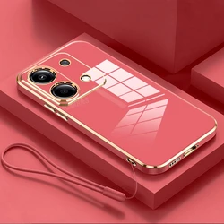 Luxury Plating Lanyard Silicone Phone Case - Elegant Protective Back Cover for RedmiNote12Proplus5g (ZBSS Camellia Red)