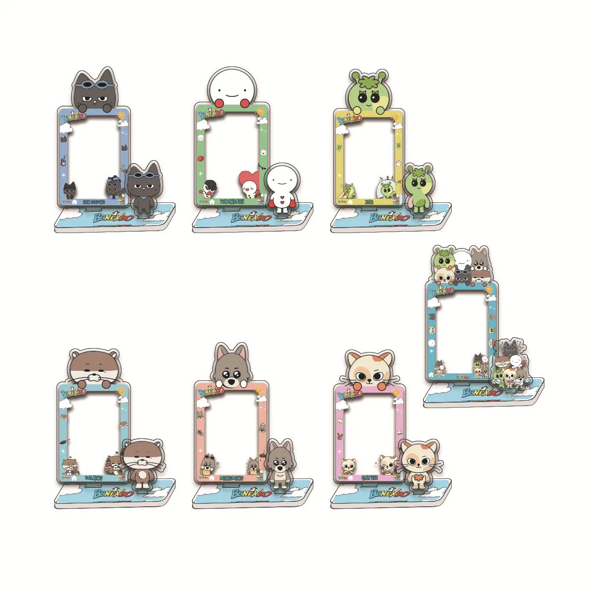 Kpop BOYNEXTDOOR Cartoon Card Insertion Frame Stand Up Keychain SUNGHO RIWOO Lomo Card Storage Pendant Accessories Fans Gift 5
