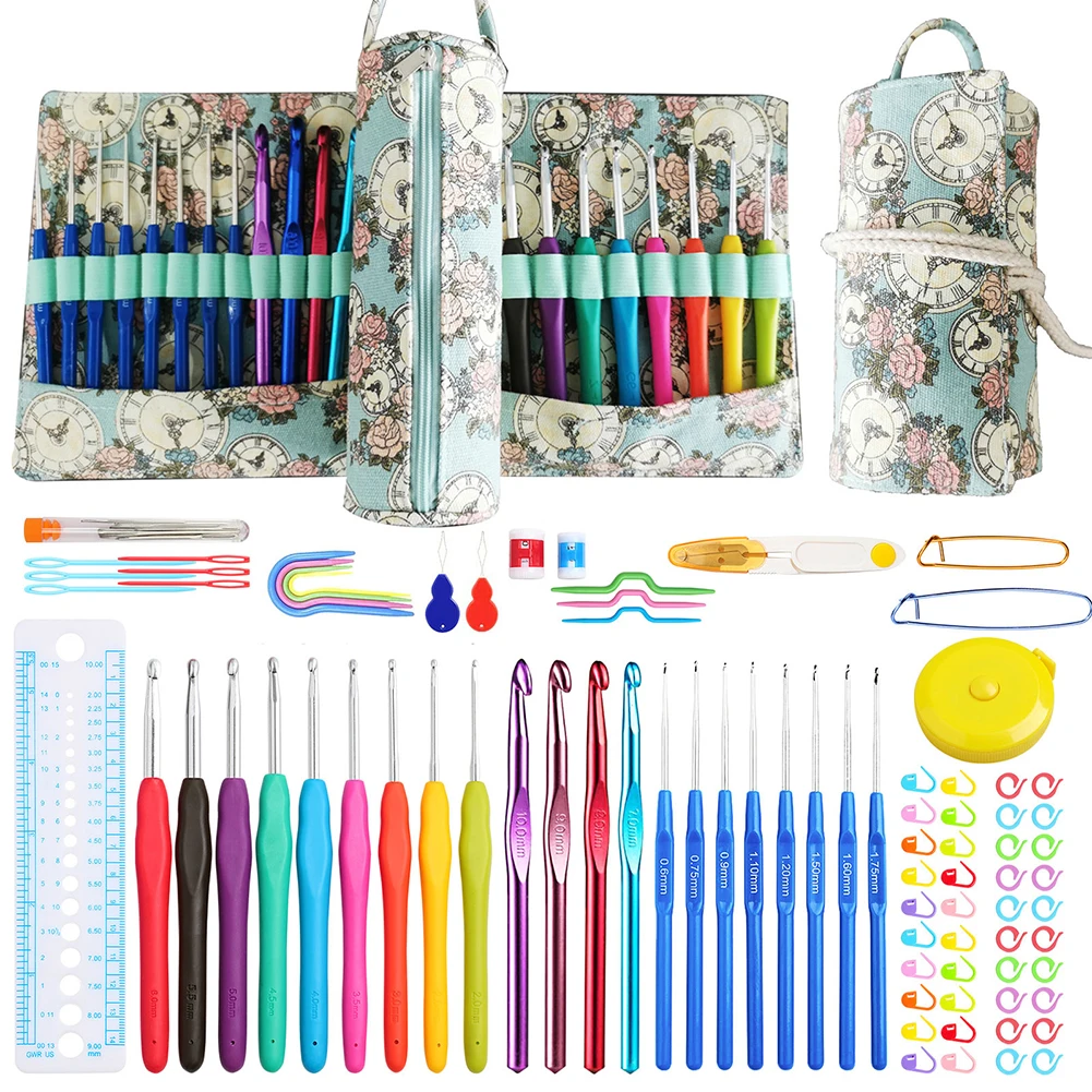 DIY Crochet Hooks Set 2mm To 6mm with Storage Bag and Crochet Needle Accessories Yarn Set Knitting Yarn