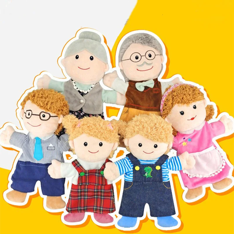 1/4/6pcs Family Hand Puppet Glove Grandparents Mom Dad Member Stuffed Plush Doll Toy Story Gift for Kids Children Birthday Xmas wishlist member