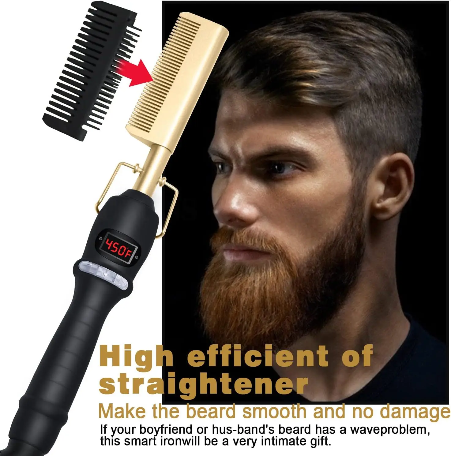 Hot Comb Hair Straightener Heat Pressing Combs LCD Ceramic Curling Iron for Hair Beard Wigs Wet and Dry Hair Styling Tools 2