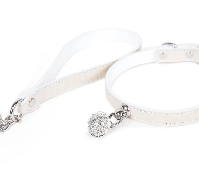 Bdsm Collar With Chain Genuine Leather Choker For Couples_voghion.com