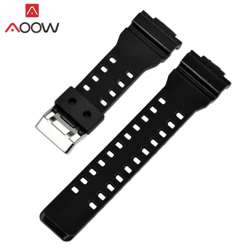 Elegant 16mm Resin Sports Watchband with Gold Buckle - Waterproof Replacement Bracelet