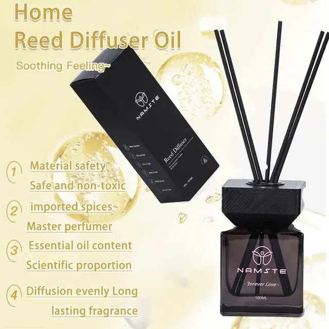 NAMSTE 100ML Fireless Reed Diffuser Oil Fragrance Replacement Stick Aroma Oil Reed Diffuser Set Scent Air Purifier For Home 6