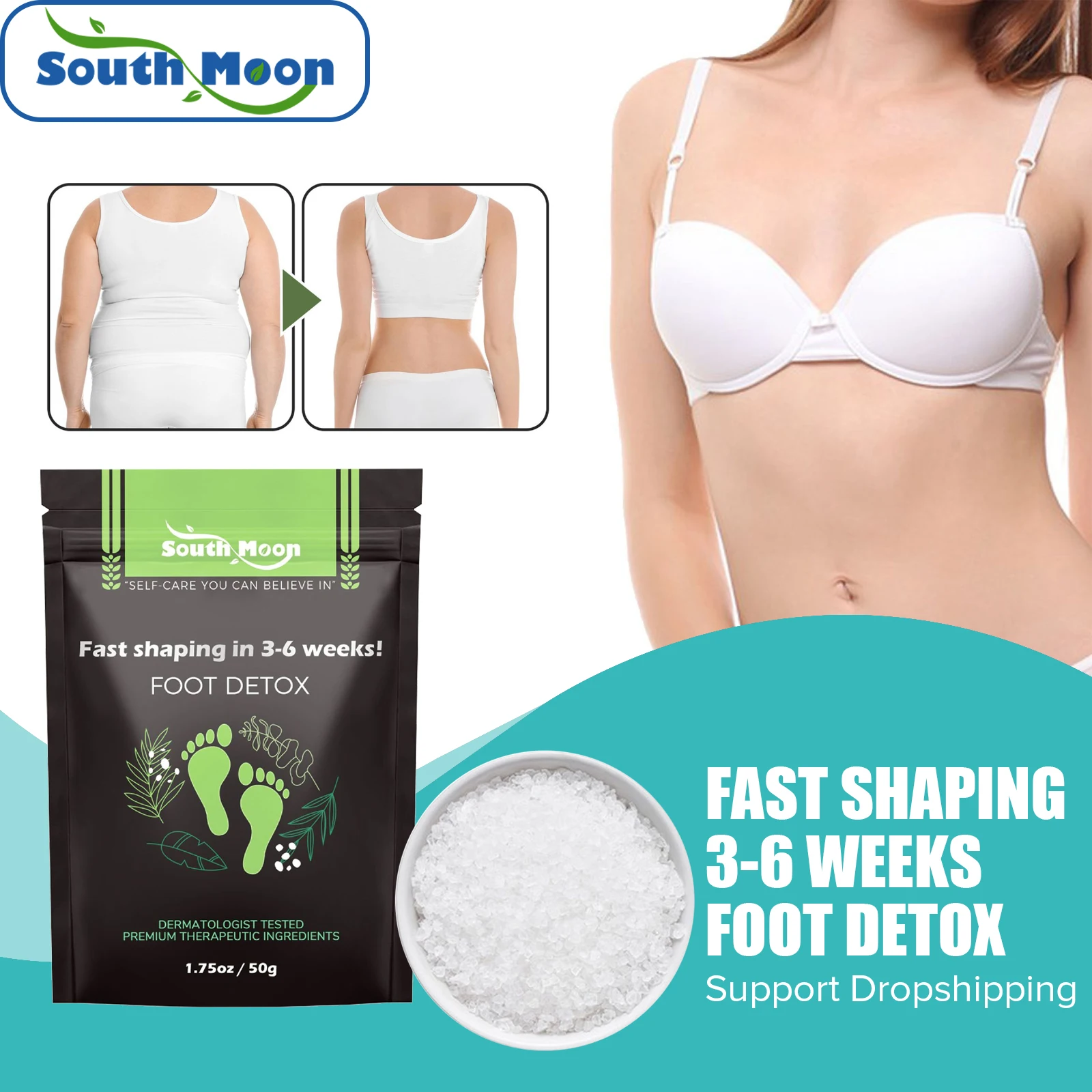 Fat Burning Foot Bath Salt Soak Fast Slimming Ginger Detox Salt Foot Soak Body Detox Stress Relax Weight Loss Health Care 50g 7 day effective slimming gel recommended by gods and goddesses full body sculpting slimming belly fat burning weight loss gel