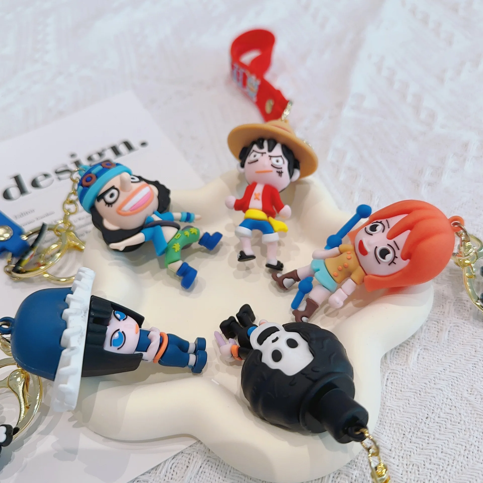 new One Piece Keychains Anime Monkey D. Luffy Tony Chopper Roronoa Zoro  Cartoon Character Keyrings Bulk Keyring Doll Bag Pendent