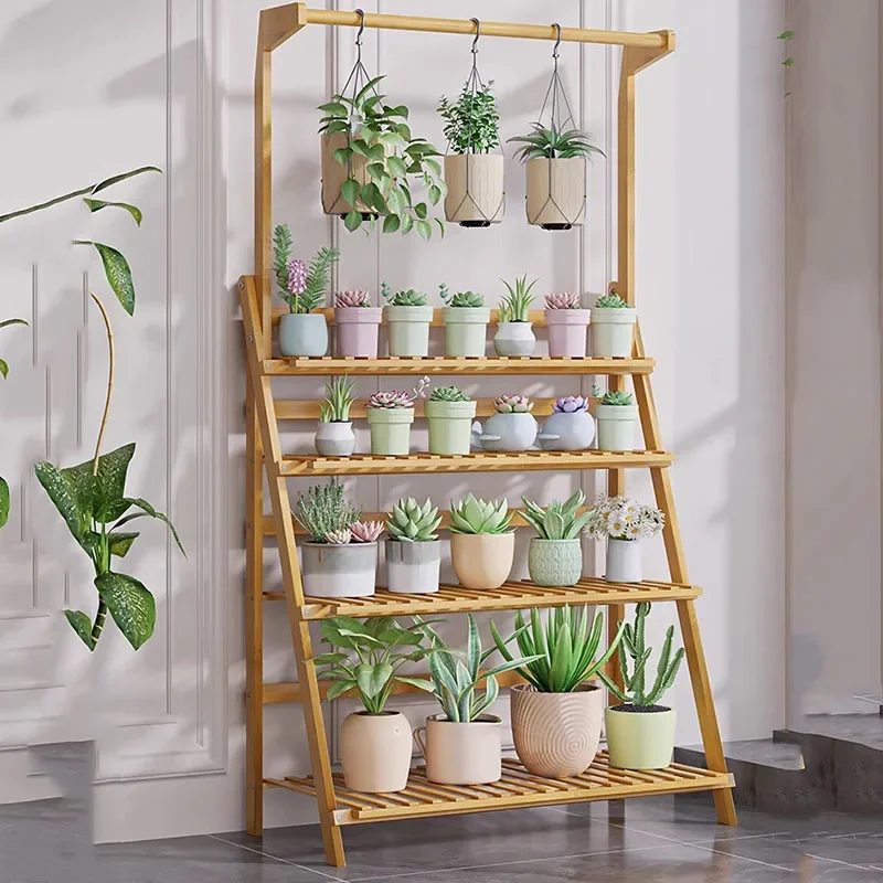 

Adjustable Bamboo Plant Shelf Flower Outdoor Luxury Small Plant Shelf Tiered Universal Scaffale Per Piante Balcony Furniture