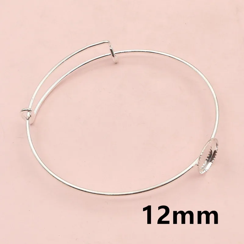 하이 퀄리티 2pcs 12mm 20mm 실버 도금한 12mm 카메오 팔찌 베이스 팔찌 빈 바인딩 설정 카보콘 카메오