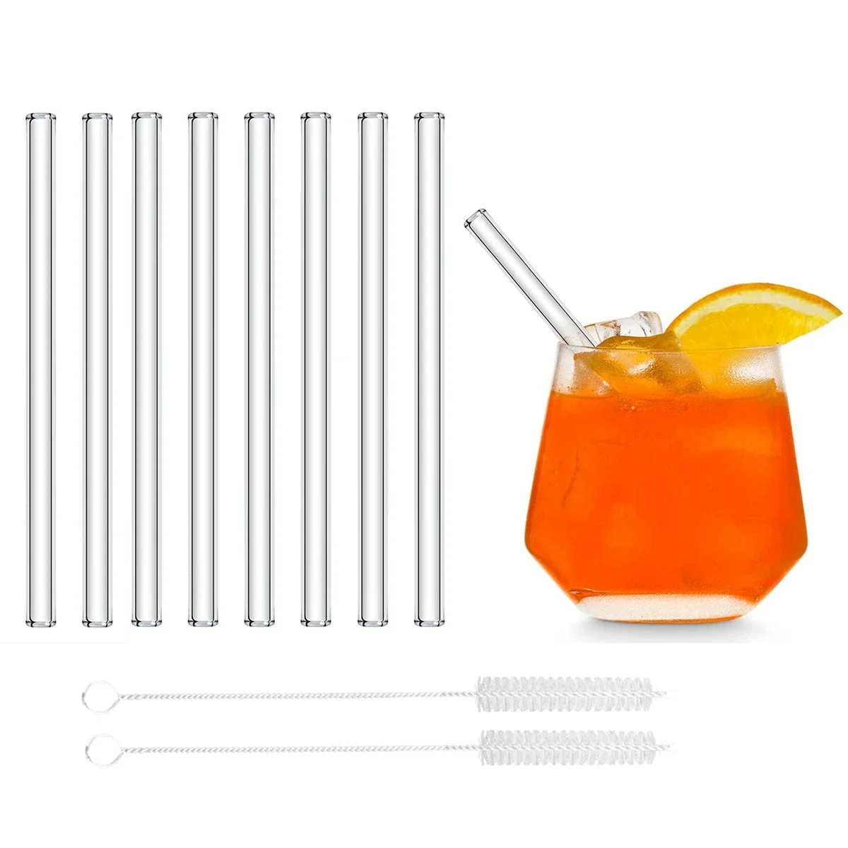 

6'' Short Glass Drinking Straws Mini Reusable Eco-friendly Glass Straws for Cocktail Beer Wine Bar Drinkware Accessory Barware