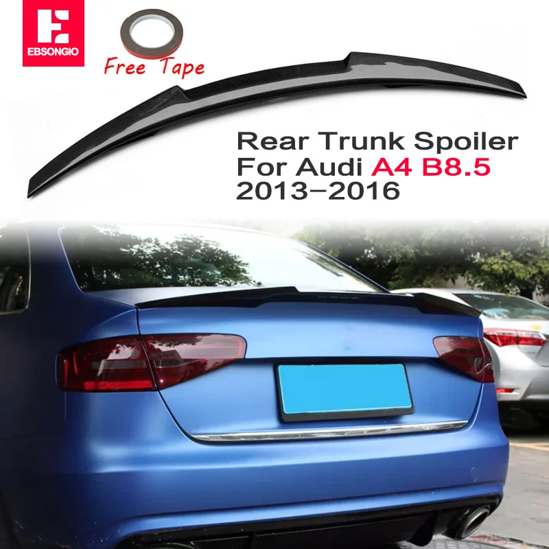 

EBSONGIO For Audi A4 B8.5 Spoiler 2013 2014 2015 2016 ABS Plastic Unpainted Primer Color Rear Trunk Boot Wing Spoiler