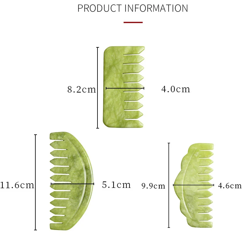 Nature Jade Massage Comb Gua Sha Board Spa Acupuncture Head Care Massager Green Jade Comb Head Massager Beauty Tools images - 6