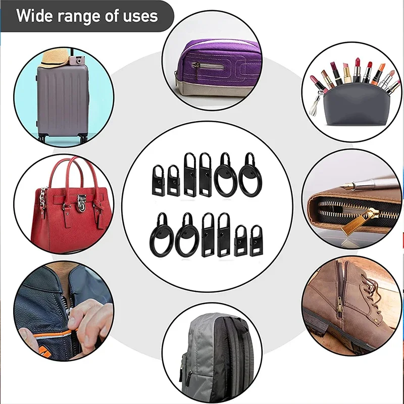 5pcs Zipper Slider Puller Repair Kit Replacement for Suitcase Travel Bag Broken Zipper Head DIY Sewing Craft Accessories