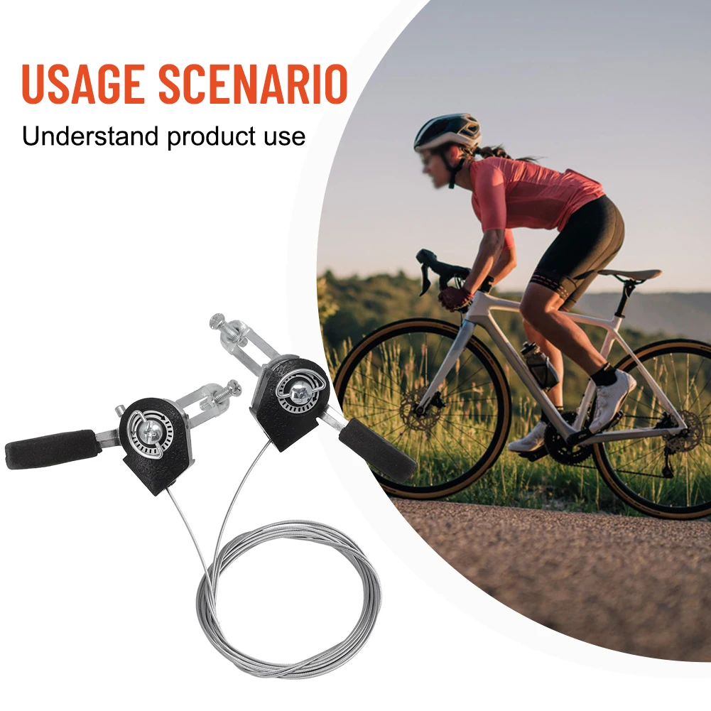 1 Pair 3x6/3x7 Thumb-Tap Bike Bicycle Gear Shifter Top Mount Levers Derailleur With Inner Cable For 22.2mm Diameter Handlebar