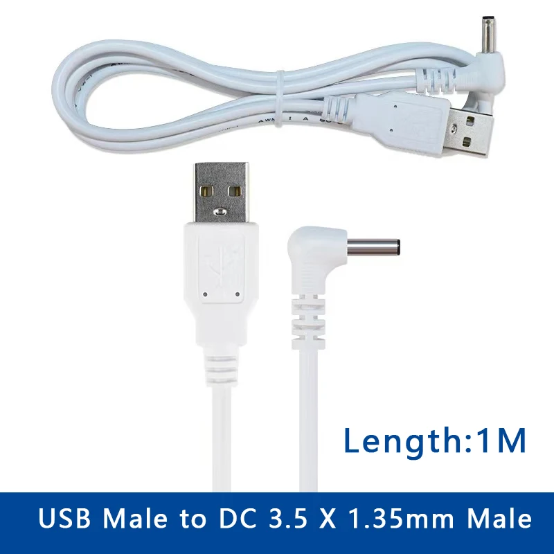 1Pcs 1M Runde Loch Ladekabel DC 3,5*1,35mm Ellenbogen Stecker auf USB Stecker netzkabel Für Tisch Lampe Reinigung Instrument