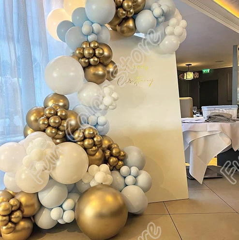 

198pcs White Memorial Day Party Arch Backdrop Baby Shower Doubled Macaron Blue Event Celebration Decor Birthday Balloon Garland