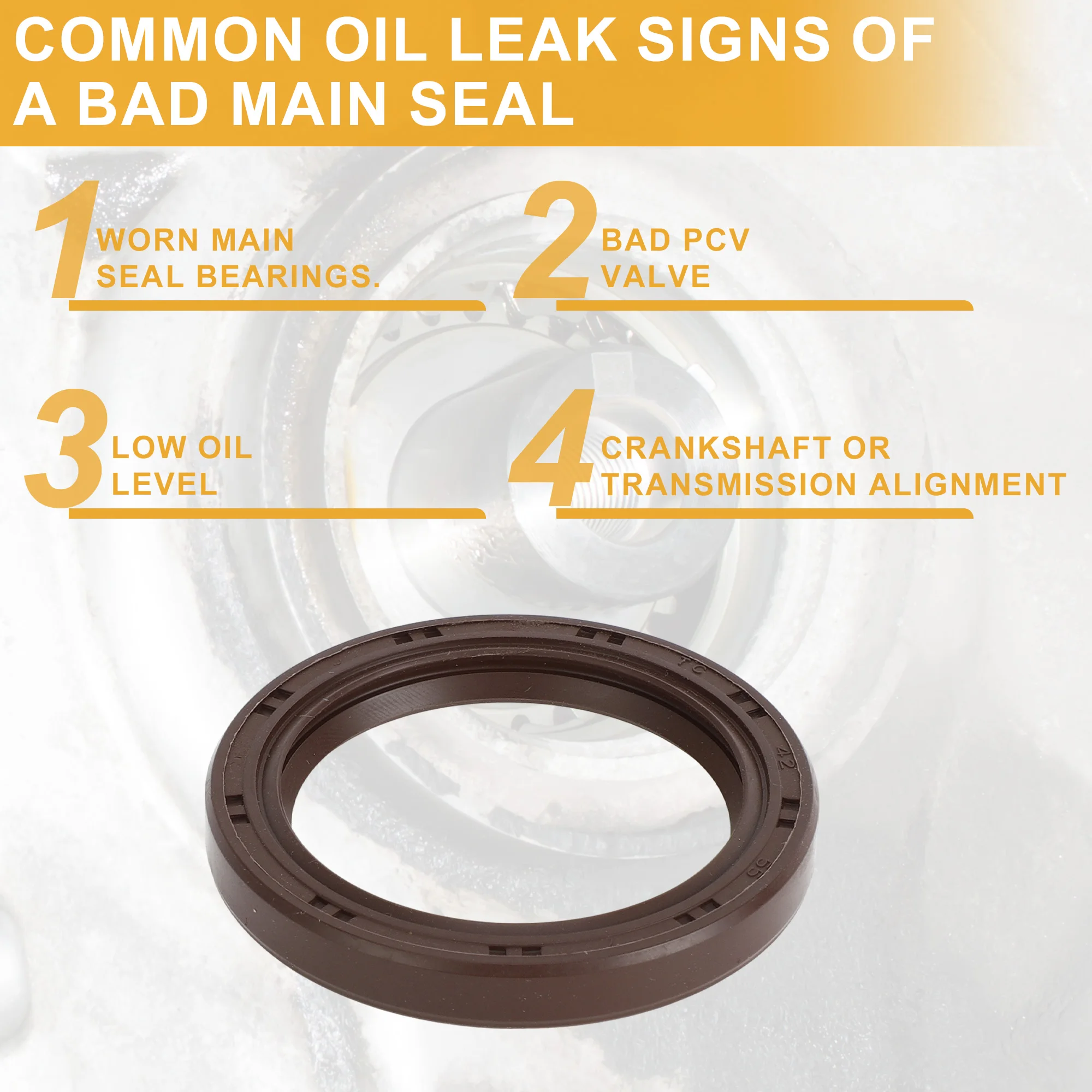 Crankshaft Oil Seal 1 Pc for Chevrolet Cruze 2011-4 Cyl 1.4L No.25193519
