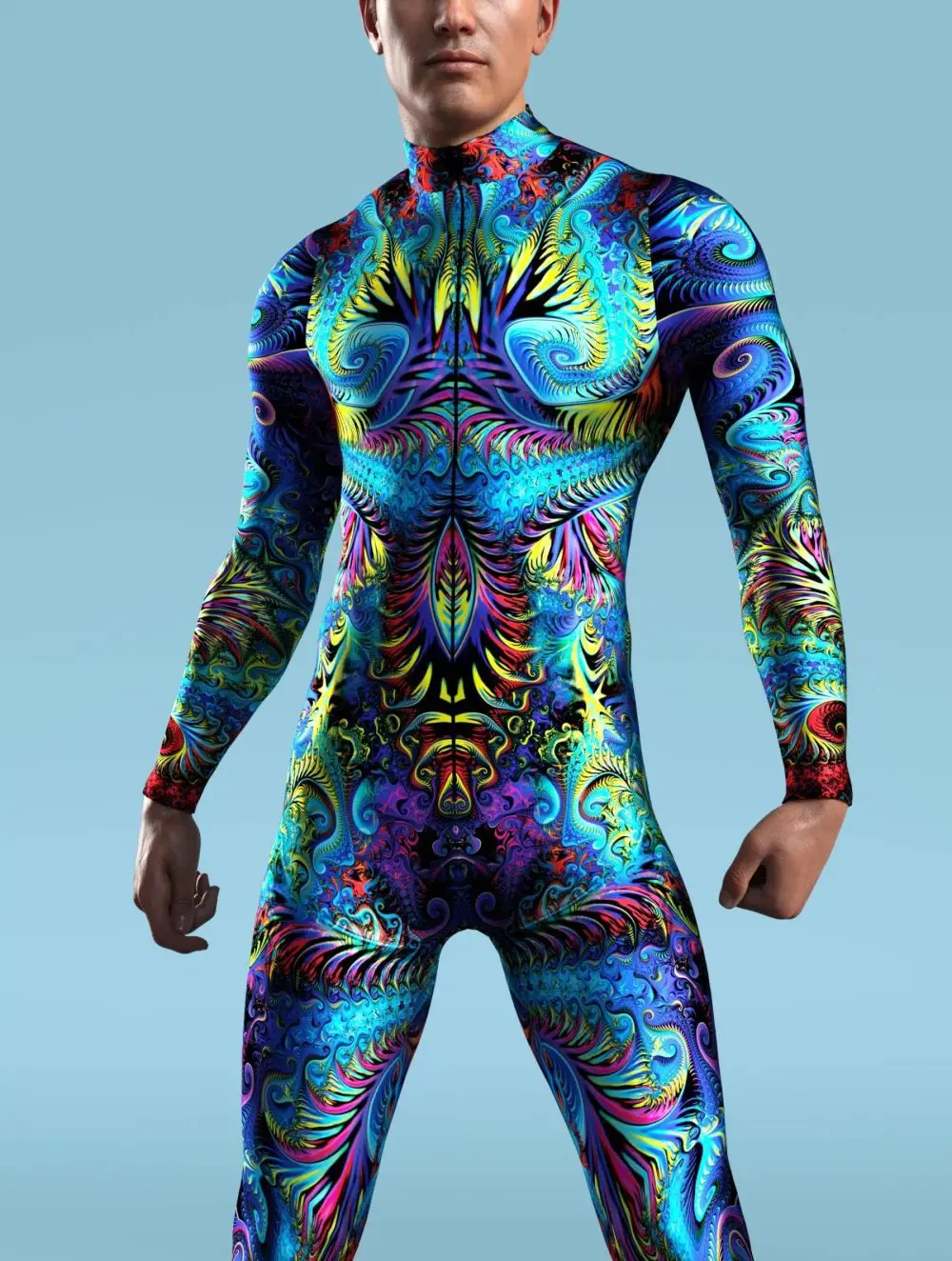 CyberPunk Jumpsuit Cool Colored Drawing Cosplay Bodysuit Steampunk Costume Halloween Party Shows Men Women Zentai Suit images - 6