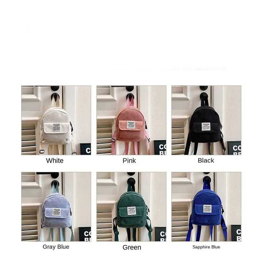 Simple Phone Bags Corduroy Backpack Handbag Rucksack Mini Shoulder Bags Solid Color Korean Style Women School Bags Travel