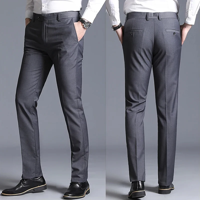 New Boutique Fashion Solid Color Mens Casual Business Suit Pants Male ...