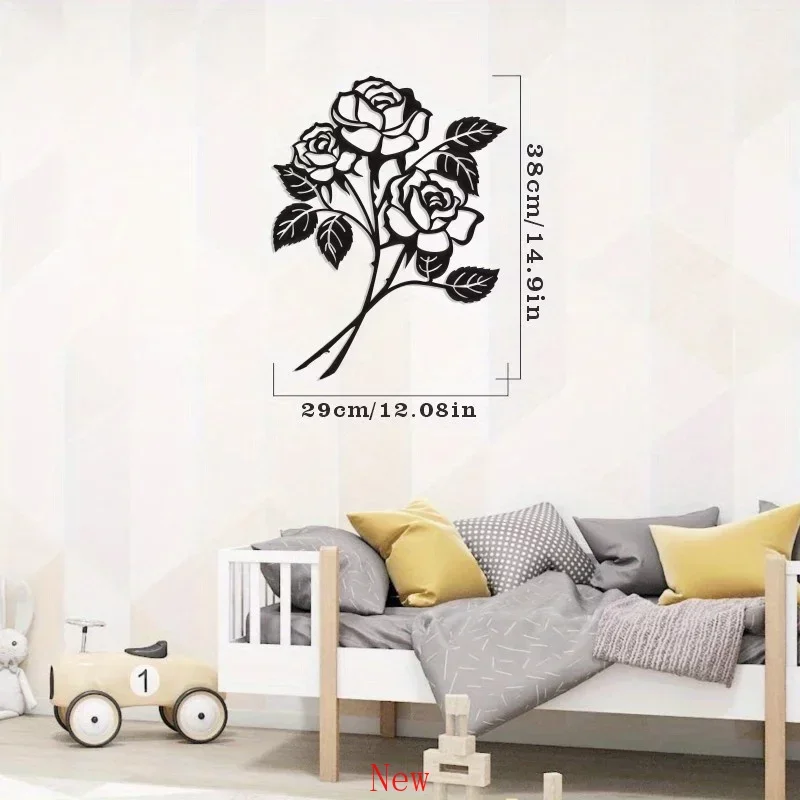 

Promotion TV Background Home Decoration Metal Wall Mounted Decoration Art Rose Flower Silhouette Wall Decor Living Room Bedroom