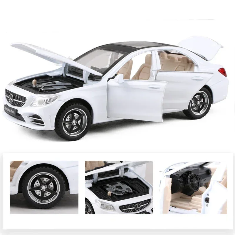 1:32 Benzs C-Class C260L Alloy Car Model Diecasts Metal Toy Vehicles Car Model Collection Sound Light High Simulation Kids Gift 6