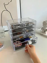 

Clear Acrylic Jewelry Box Storage Box Ring Stud Necklace Multi-layer Display Stand Earring Watch Display Box Organizer