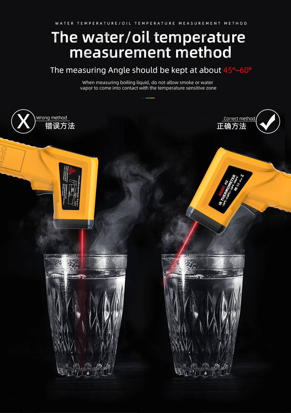 Infrared Thermometer H2/H3 -50~530/1400C Professional Digital IR-LCD Temperature