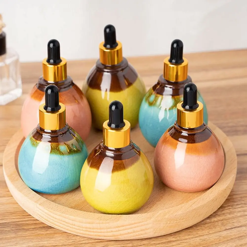 90ml Ceramic Essential Oil Dropper Bottle Aromatherapy Diffuser Reusable Storage Jar Multiple Colors Supplies Refillable Bottles