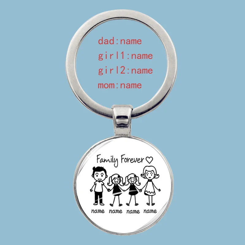 Cute Family Keychain Forever Family Beautiful Family Key Pendant