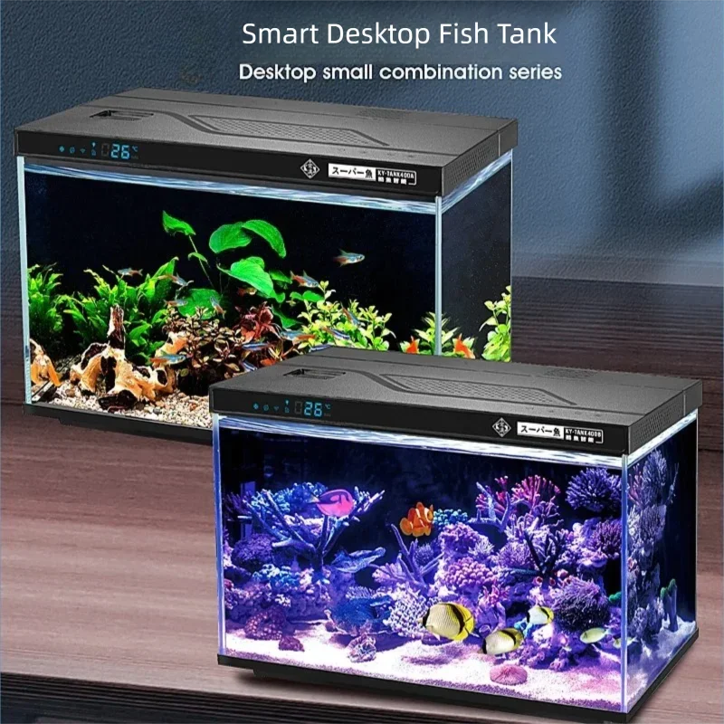 Acuario de peces frescos, tanque de peces de escritorio inteligente, aplicación táctil, Control silencioso, reducción de aire, arrecife de Coral para agua dulce marina