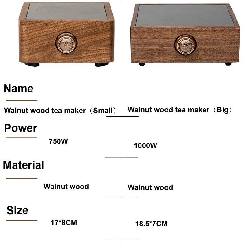 750W/1000W Electric Ceramic Stove Walnut Wood Home Tea Making Machine Coffee Hot Plates Multi-function Boiling Water Heater 220V 6