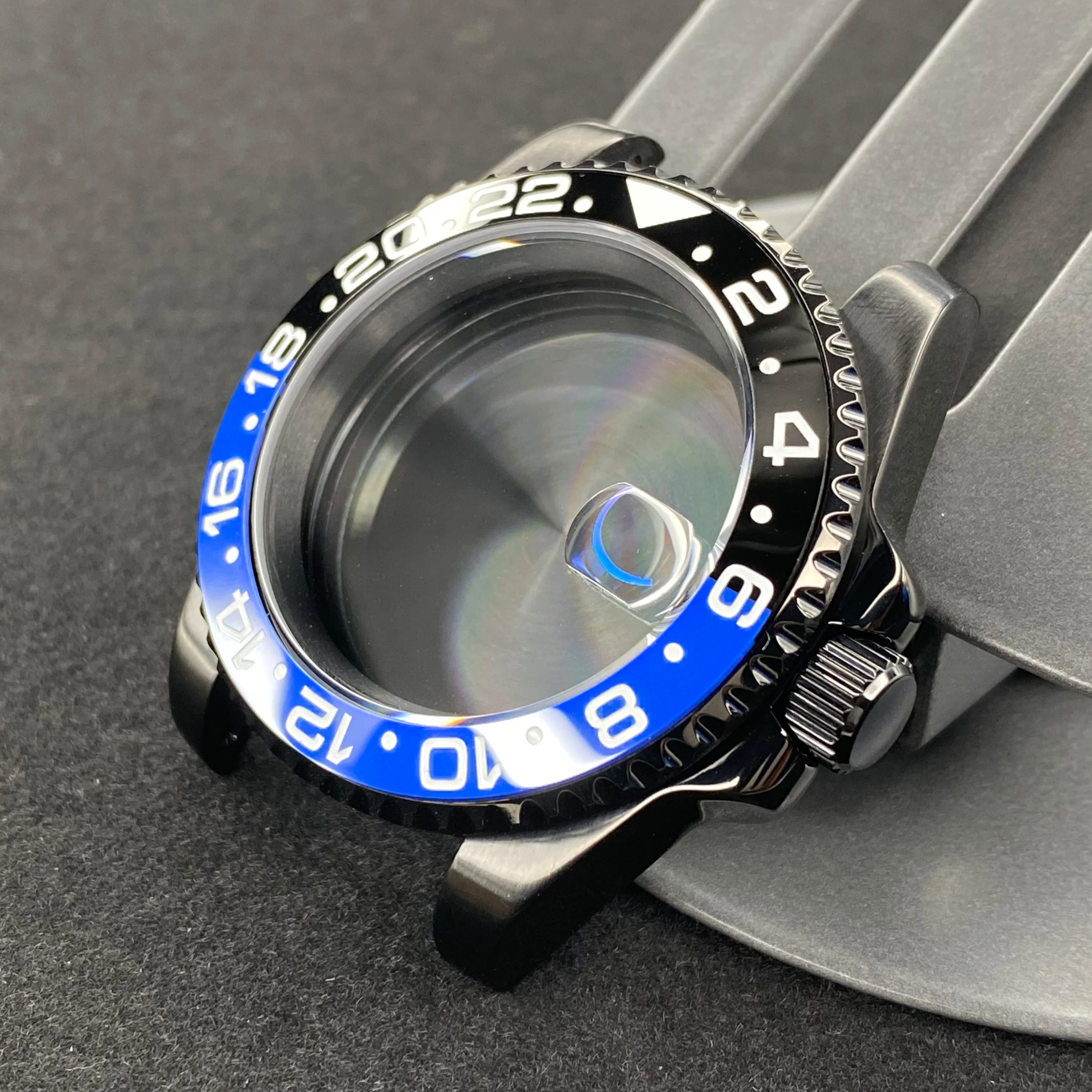 Premium 40mm Black Watch Case with Sapphire Glass and 120-Click Bezel