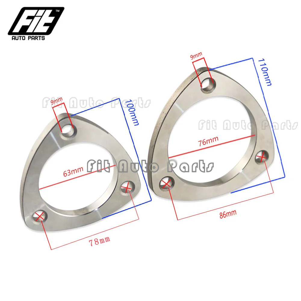 1pcs High Quality Exhaust Muffler Flange Universal 2'' 2.5 3 Stainless Steel 201 Car Exhaust Triangular Flange