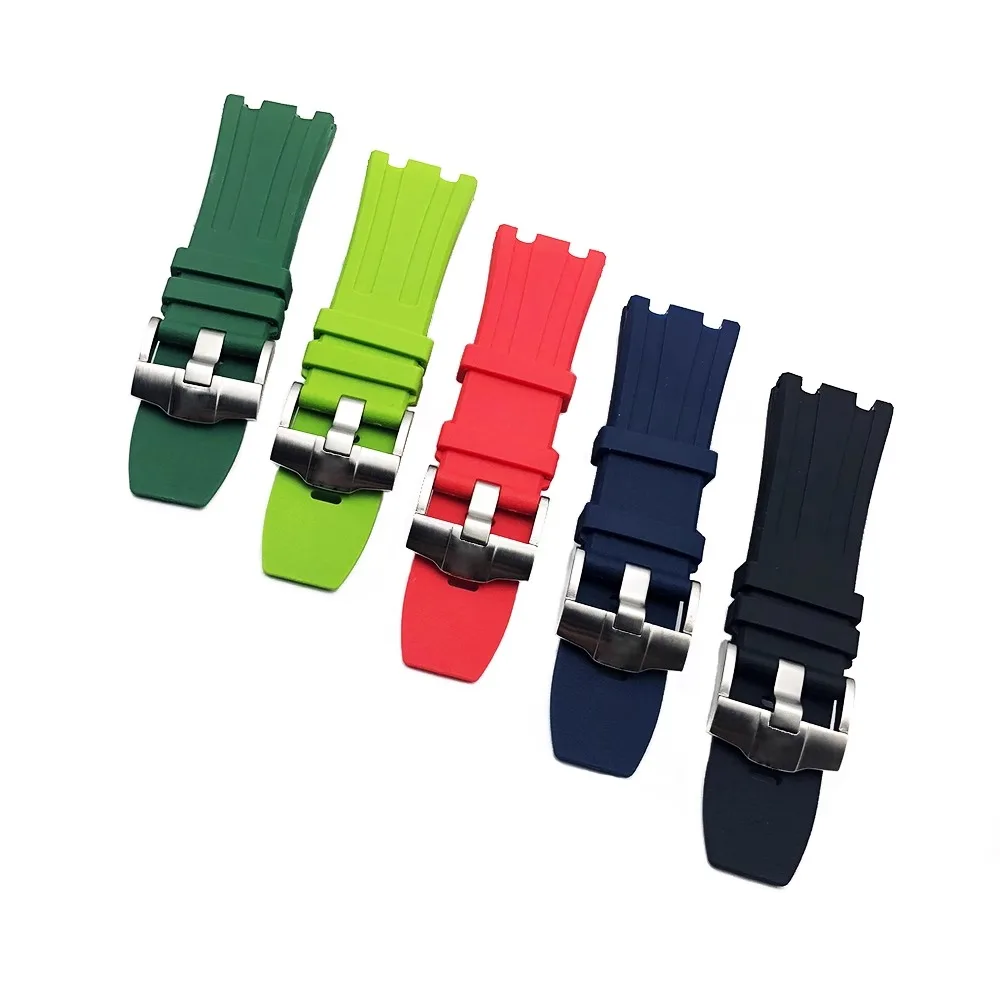 Premium Silicone Rubber Strap for Luxury Watch Collection, 28mm Width
