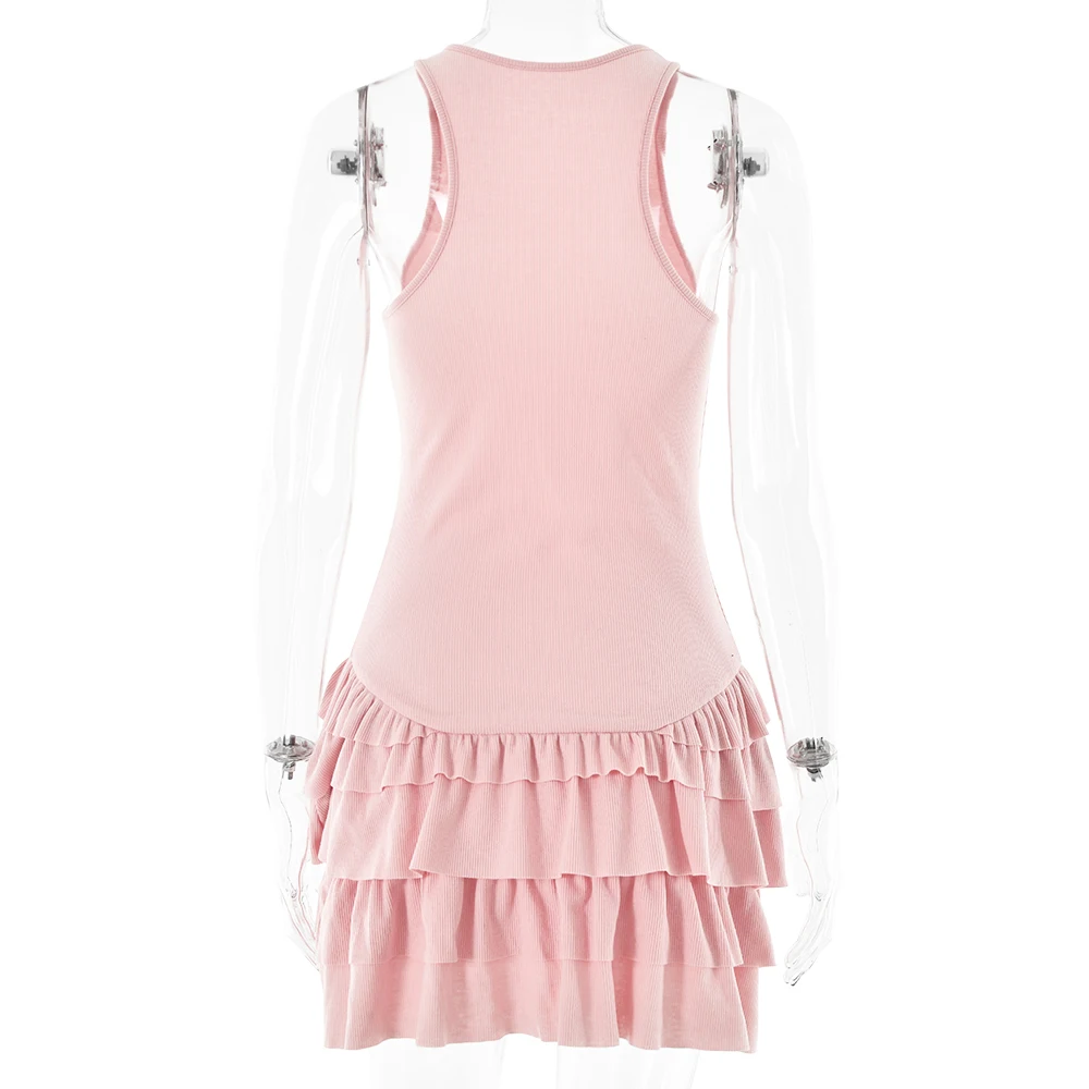 JULISSA MO Casual Y2k Ruffles Women Dress Black Spaghetti Strap Mini Dress Female Summer Slim Elegant Outdoor Sporty Streetwear